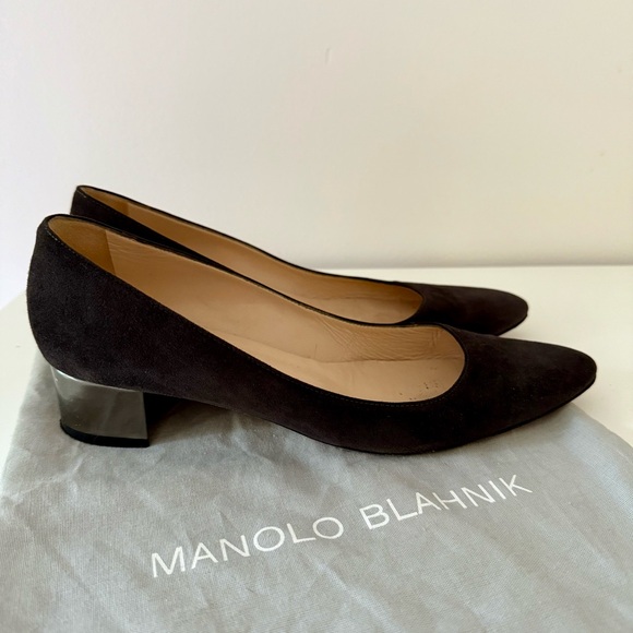 Manolo Blahnik Black Suede Heels Size 40 - Picture 1 of 5